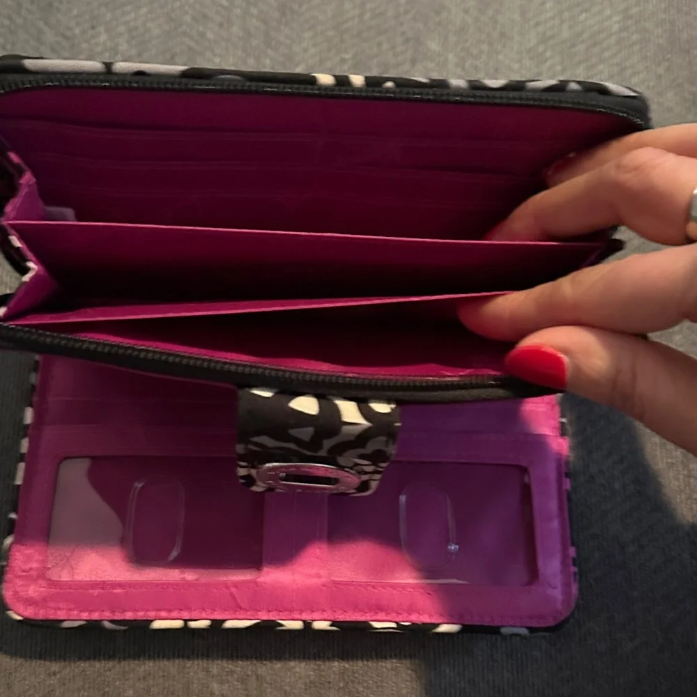 Vera Bradley Black and Pink Patterned Wallet - Picture 7 of 9